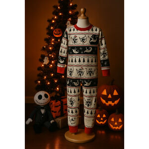 Hanna Andersson x Disney Nightmare Before Christmas Fair Isle Long John PJs Sz 8